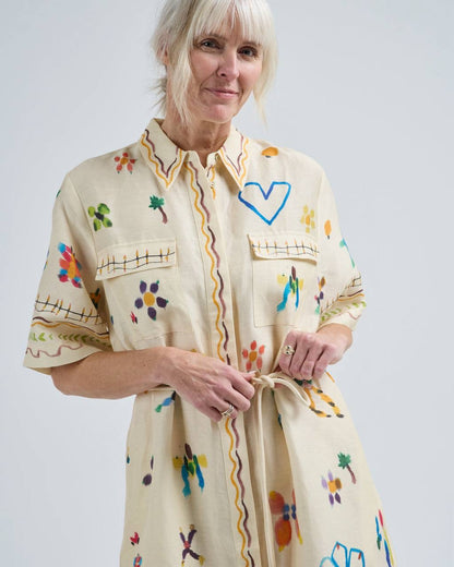 ALM Sidi Linen-Viscose Shirtdress Midi Dress