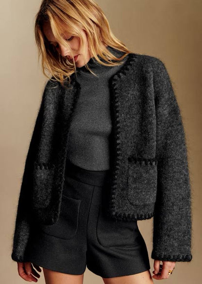 SZ Lucie Mohair-Wool blend Crochet trim Jacket