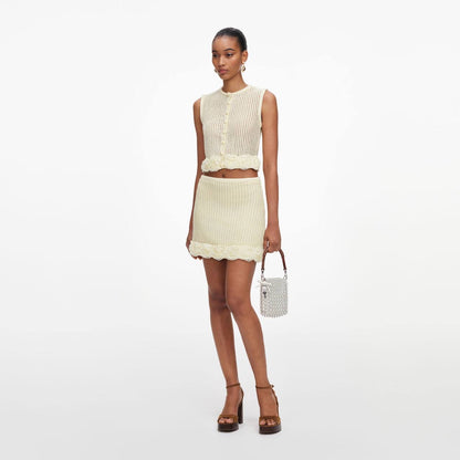 SP Crochet Flower Knit Shirt | Mini Skirt
