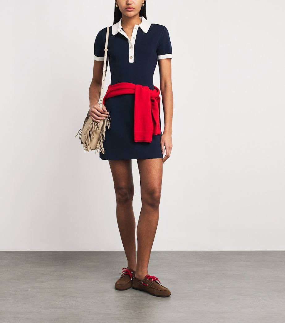 MJ Contrast Trim Polo Cotton-blend Mini Dress