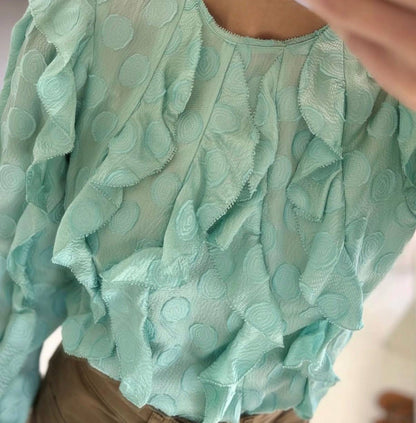 UJ Della Cascading Ruffle Blouse