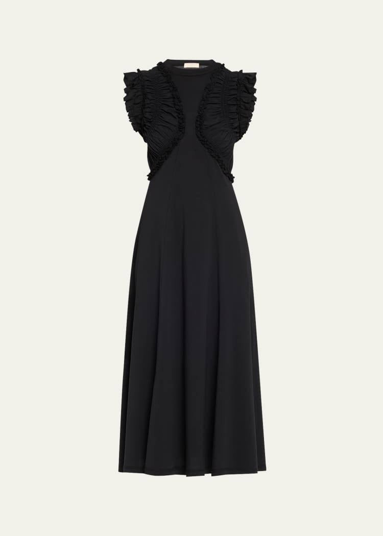 UJ Shiva Sleeveless Ruffled Cotton Midi Dress