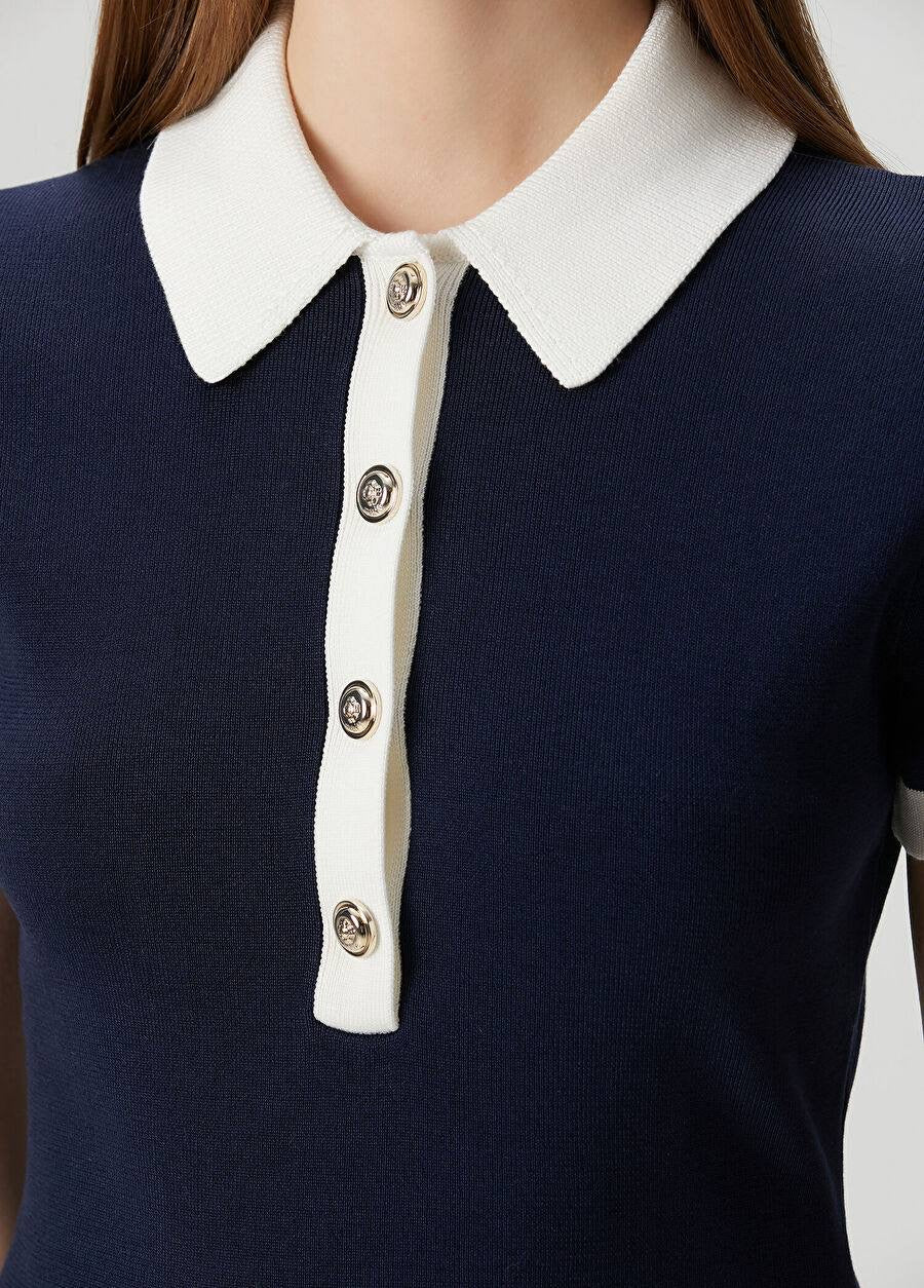 MJ Contrast Trim Polo Cotton-blend Mini Dress