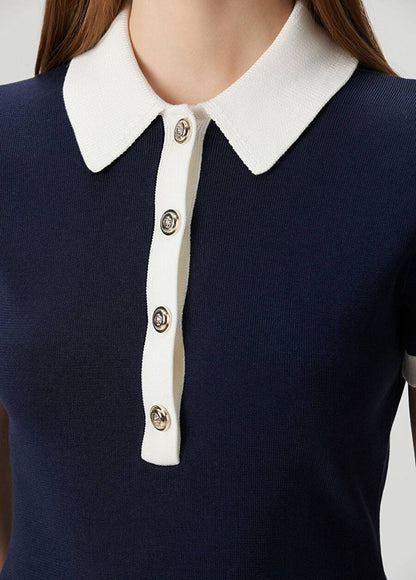 MJ Contrast Trim Polo Cotton-blend Mini Dress