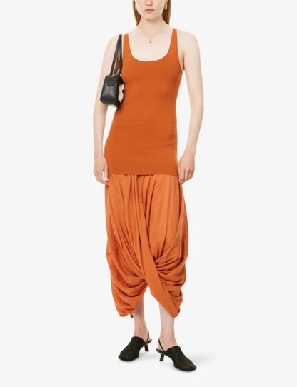 Tot Cocoon Lyocell-Cotton Draped Maxi Skirt