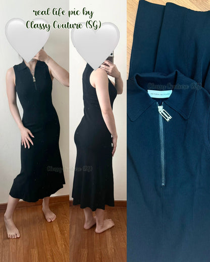 2 Colors! VB Mira Quarter-zip Stretch-viscose Midi Dress in Black & White