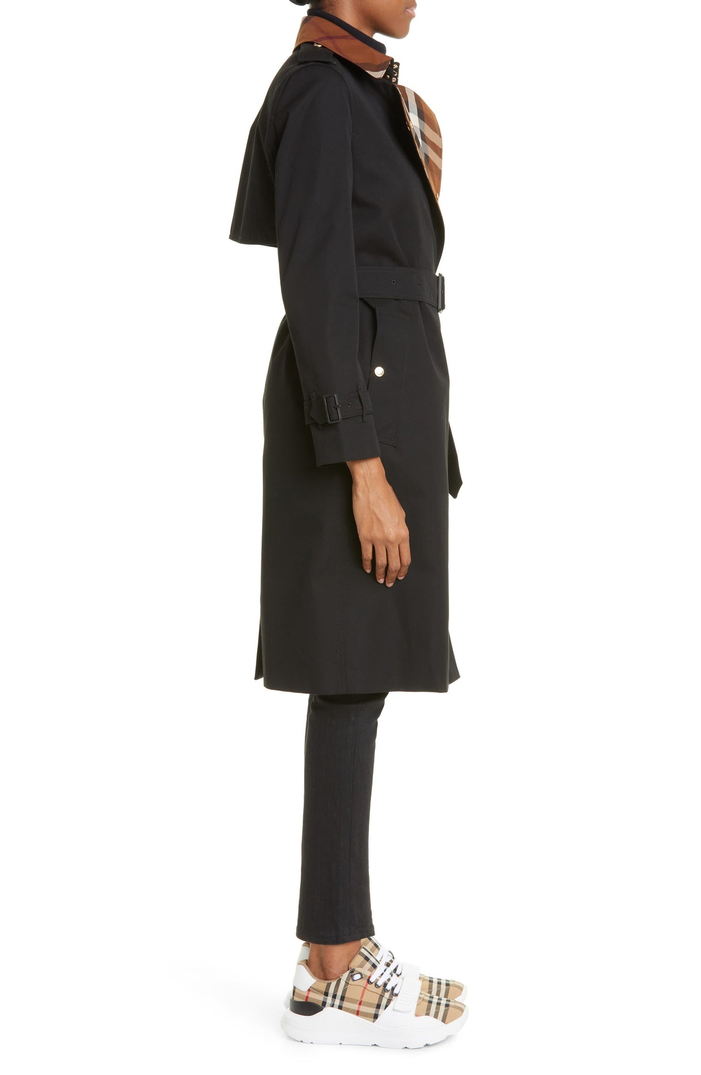 BBR Check Panel Cotton Gabardine Trench Coat