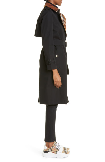BBR Check Panel Cotton Gabardine Trench Coat