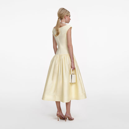 SP Yellow Off Shoulder Cotton Midi Dress