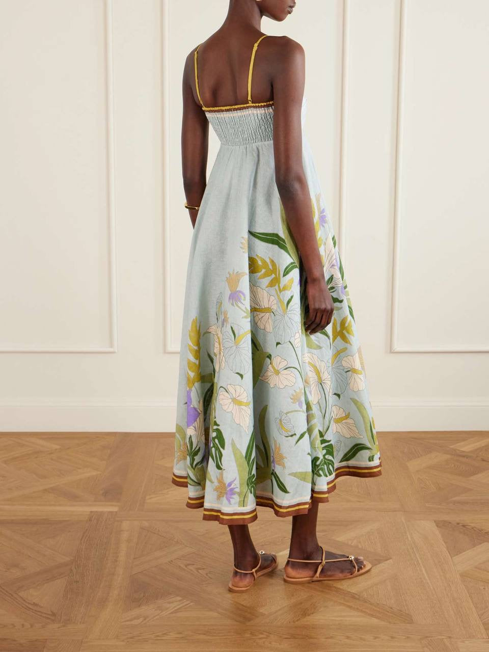 ALM Alfie Linen Sleeveless Sundress Midi Dress