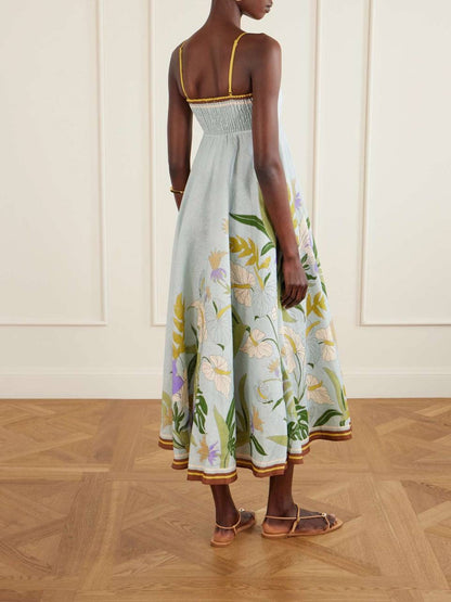 ALM Alfie Linen Sleeveless Sundress Midi Dress
