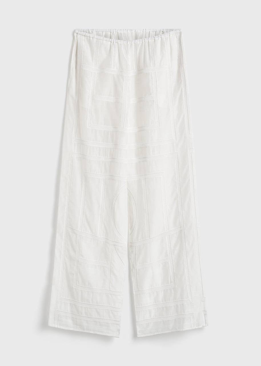 TOT Monogram Embroidered Classic Shirt | Summer PJ Bottoms Pant | Silk-Cotton Set