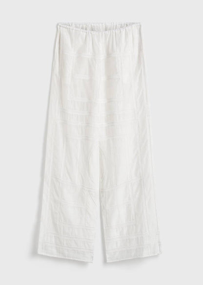 TOT Monogram Embroidered Classic Shirt | Summer PJ Bottoms Pant | Silk-Cotton Set
