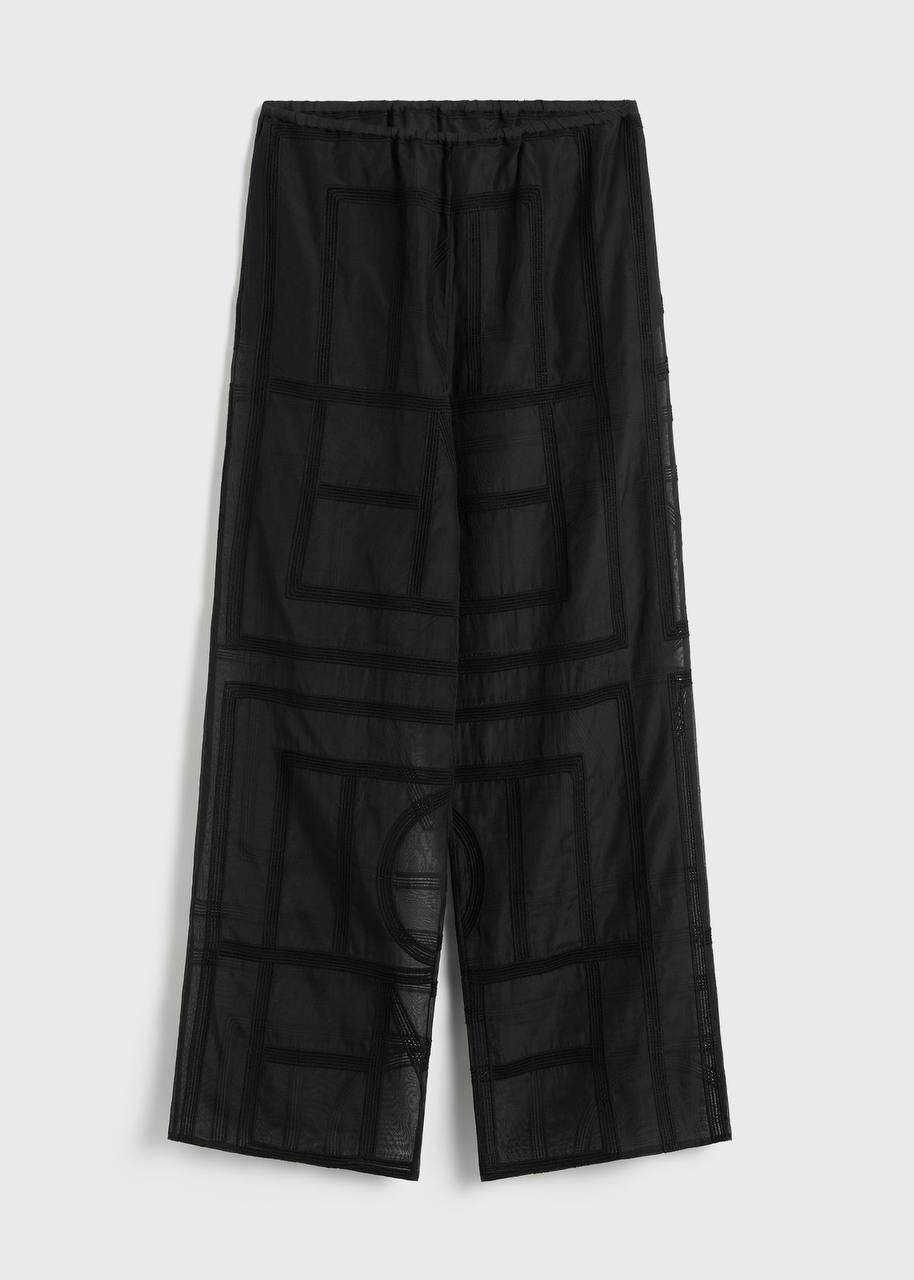 TOT Monogram Embroidered Classic Shirt | Summer PJ Bottoms Pant | Silk-Cotton Set