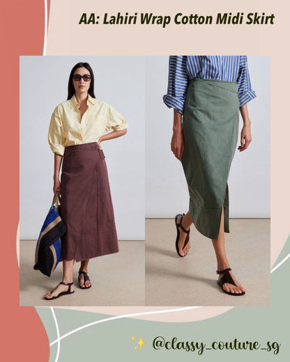 AA Lahiri Wrap Cotton Midi Skirt | Andorra | Thyme