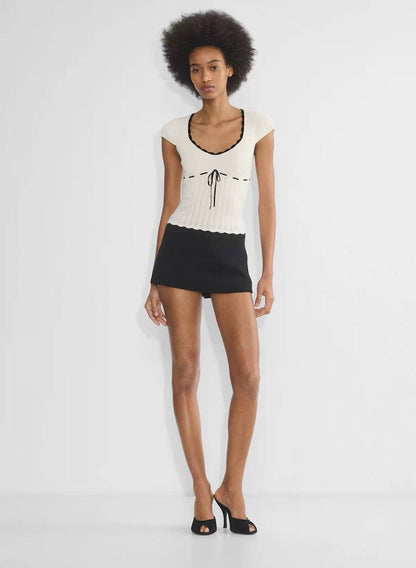 ARZ Soloist Wonder Yarn Viscose-blend Short Sleeve Sweater Top