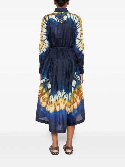 ALM Martine Tie Dye Ramie Shirtdress Midi Dress
