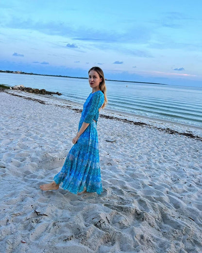 RX Agyness Floral Print Chiffon Midi Dress
