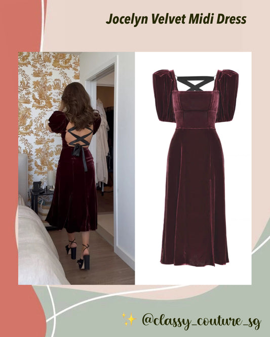 Jocelyn Velvet Midi Dress Silk Rayon