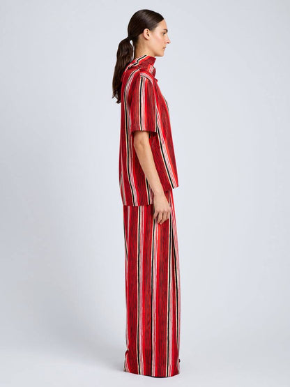 PS Amira Silk Shirt | Drawstring Pants | Striped Set