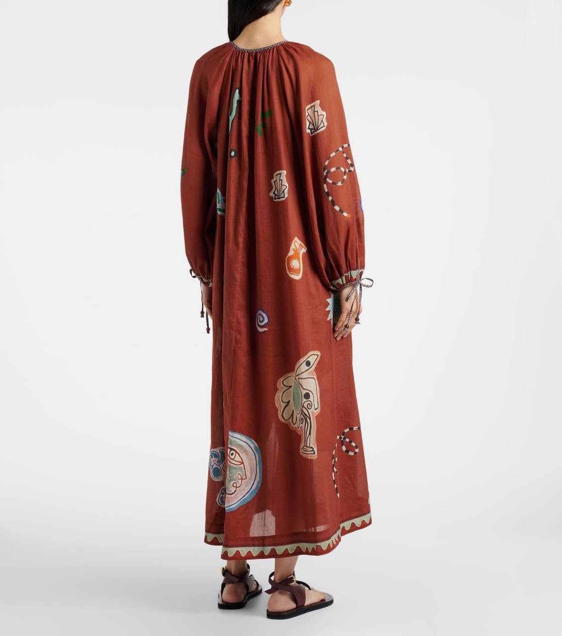 ALM + LNCE Printed Ramie and Cotton-Blend Midi Dress