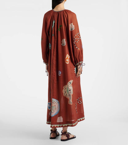 ALM + LNCE Printed Ramie and Cotton-Blend Midi Dress