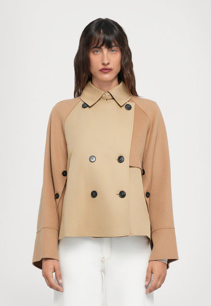 MM Gabardine Double Breasted Trench Short Coat Jacket