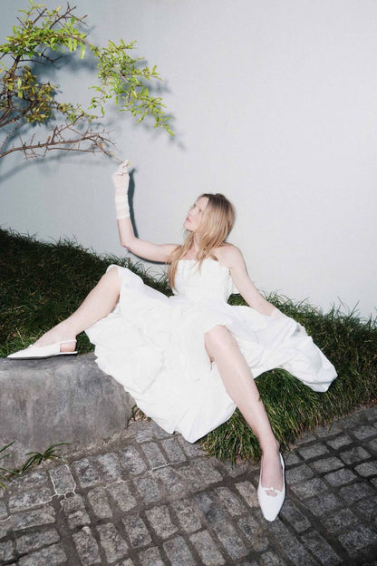 AJ Ivy Bubble Hem Cotton Gown Midi Maxi Dress