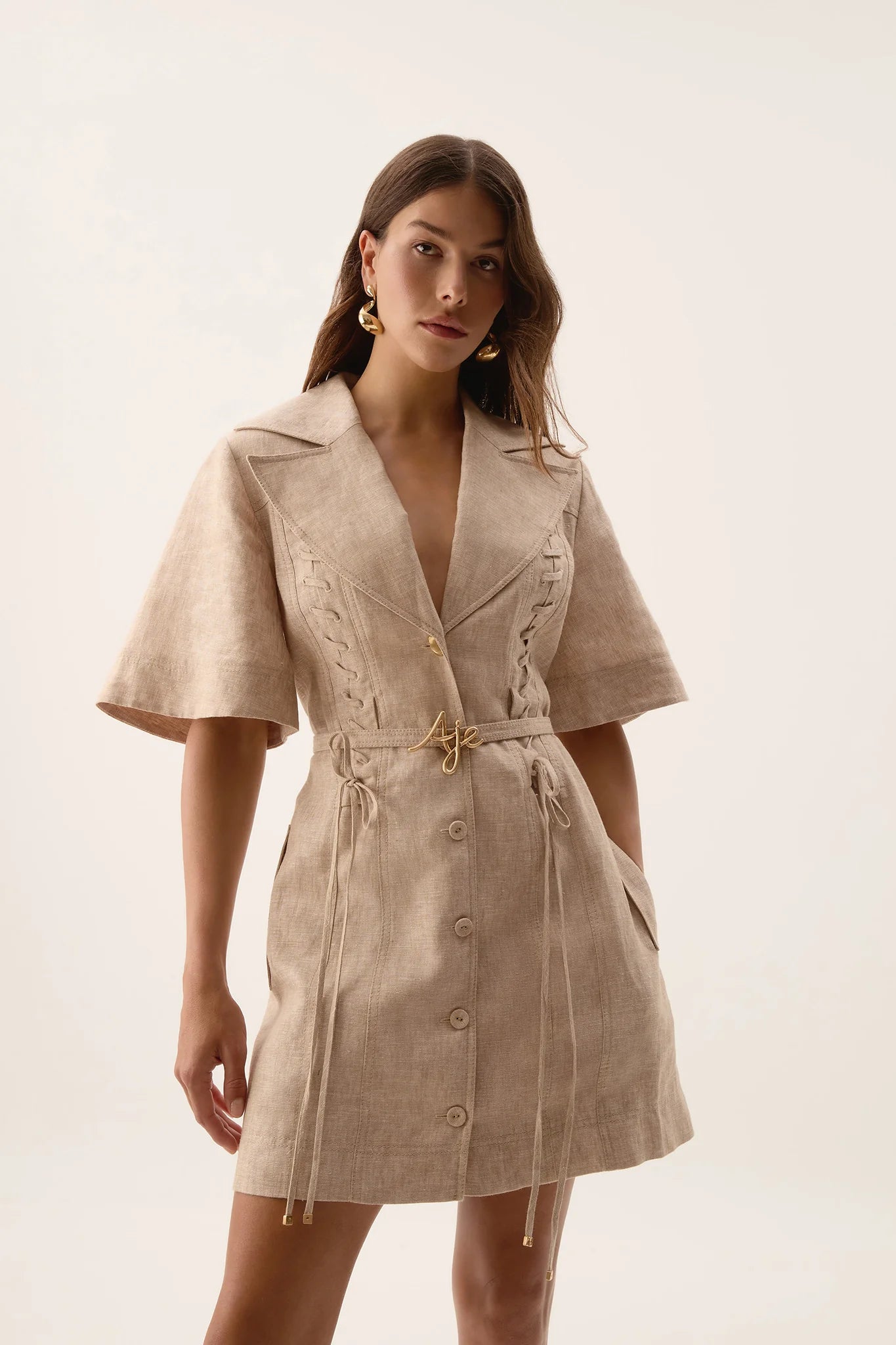 AJ Morgan & Ana Linen-Blend Mini Dress