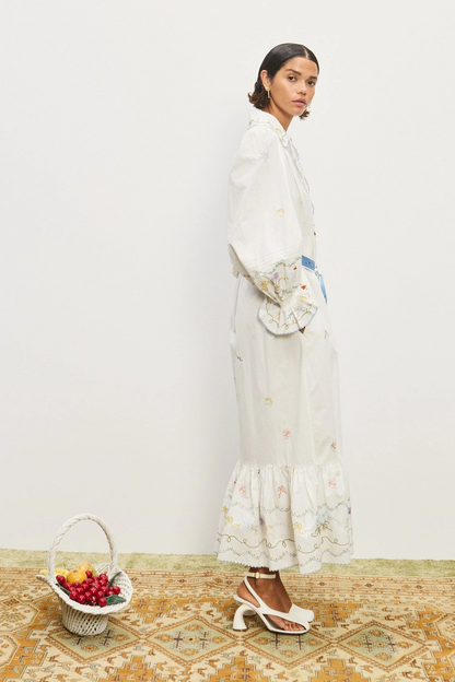 ALM Giulia Embroidered Cotton Midi Dress Shirtdress