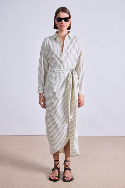 AA Alessandra Sarong Cotton Shirtdress Midi Dress