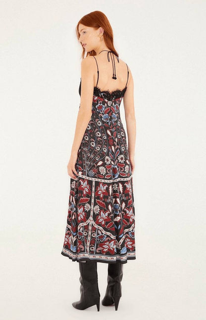 FR Marcelle Eyelash Lace-Trim Halter Viscose Midi Dress