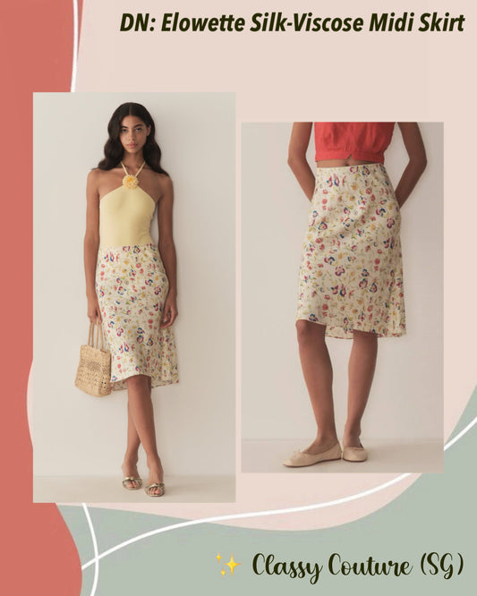 DN Elowette Silk-Viscose Midi Skirt in Windswept Blooms