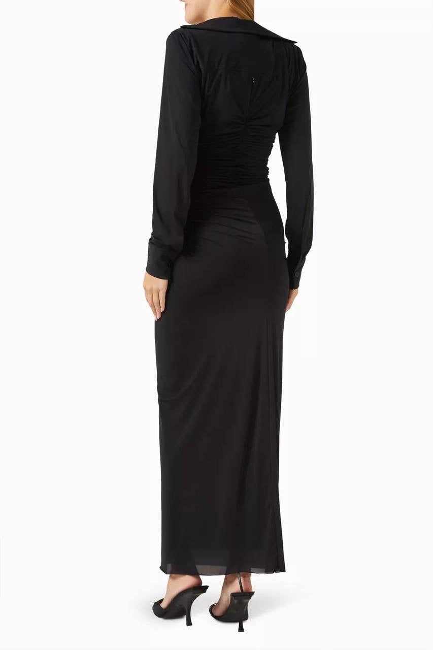 CE Venus Plunge Jersey Molded Cutout Shirt Maxi Dress