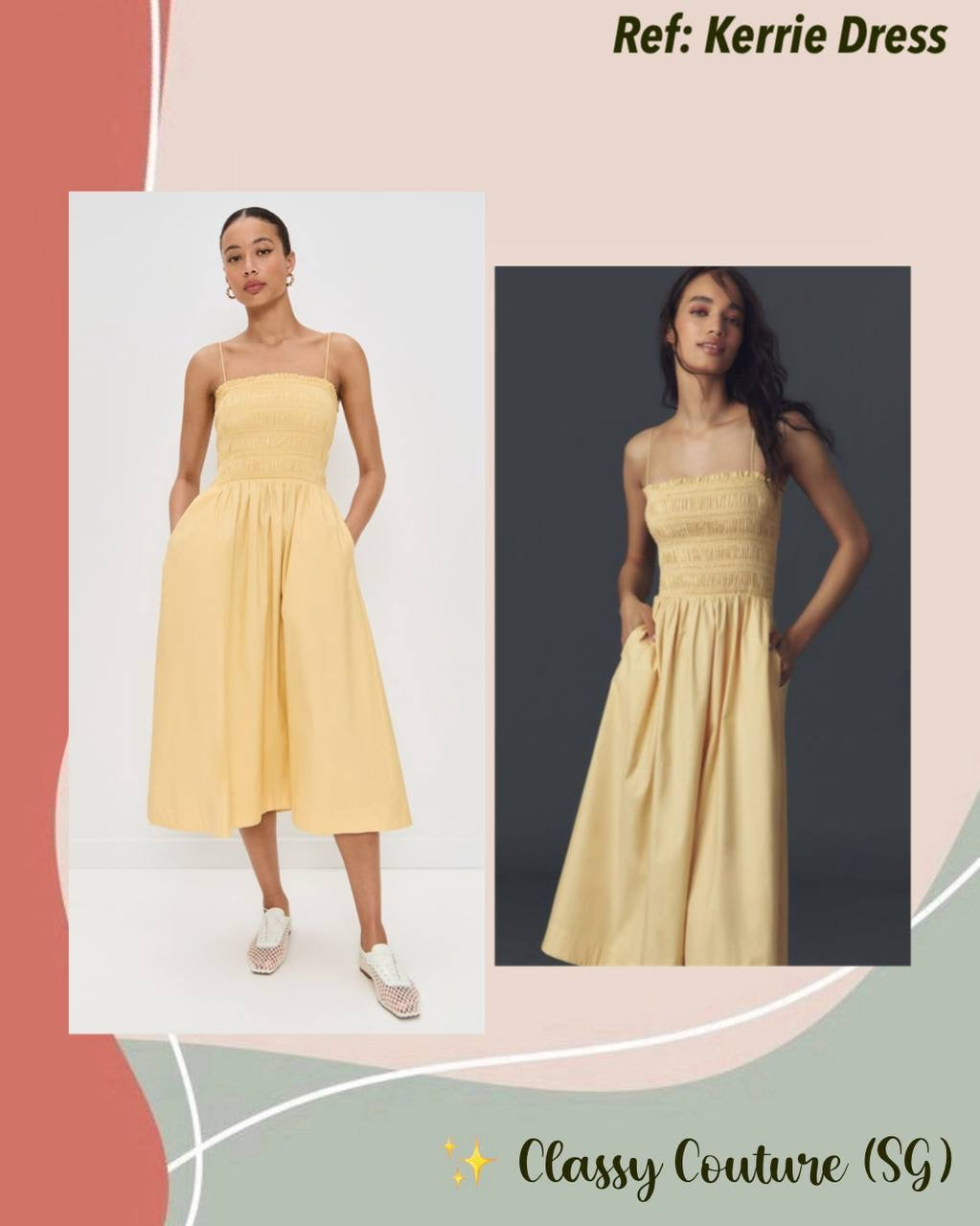 Ref Kerrie Smocked Cotton Midi Dress