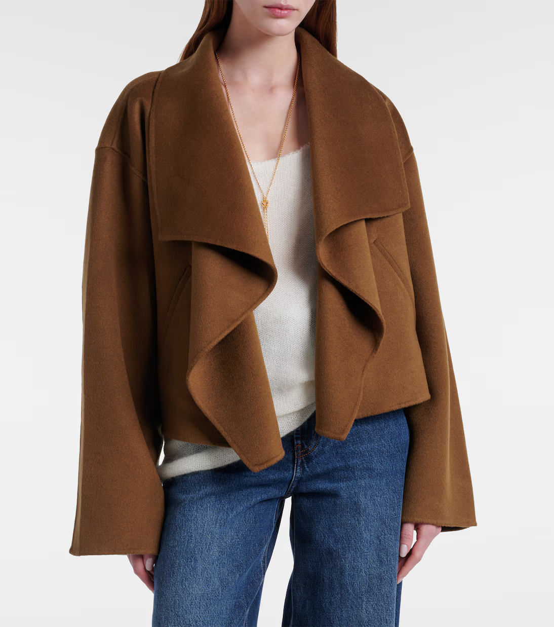 3 Colors! Tot Signature Cropped Double Face Wool Jacket Coat