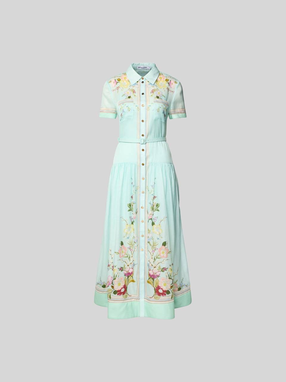 SP Mint Floral Organza Midi Dress