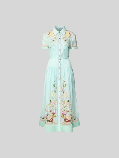 SP Mint Floral Organza Midi Dress