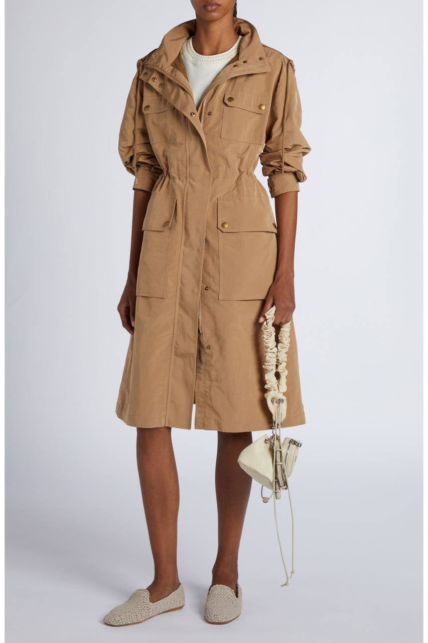 MC Nantes Hooded Gabardine Shell Parka Long Jacket Coat