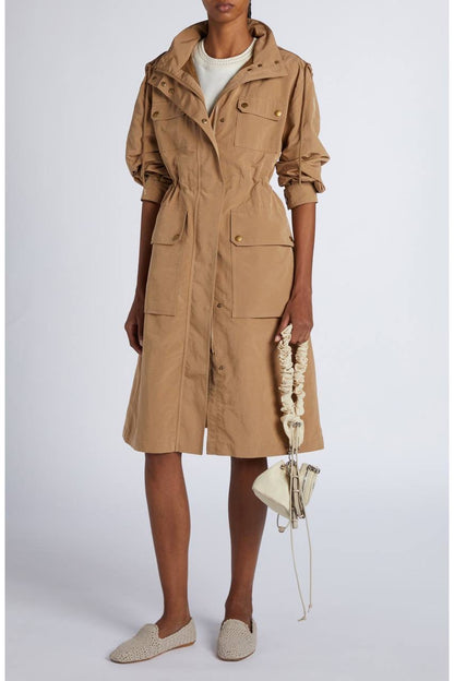 MC Nantes Hooded Gabardine Shell Parka Long Jacket Coat