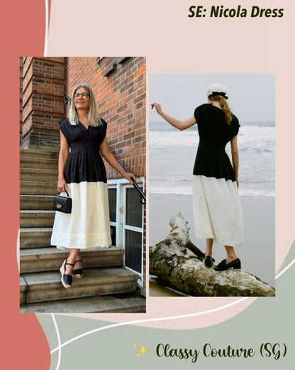 SE Nicola Ramie Contrast Midi Dress