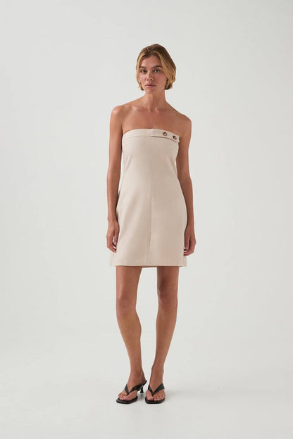 AJ Lucine Lyocell-Linen Strapless Mini Dress