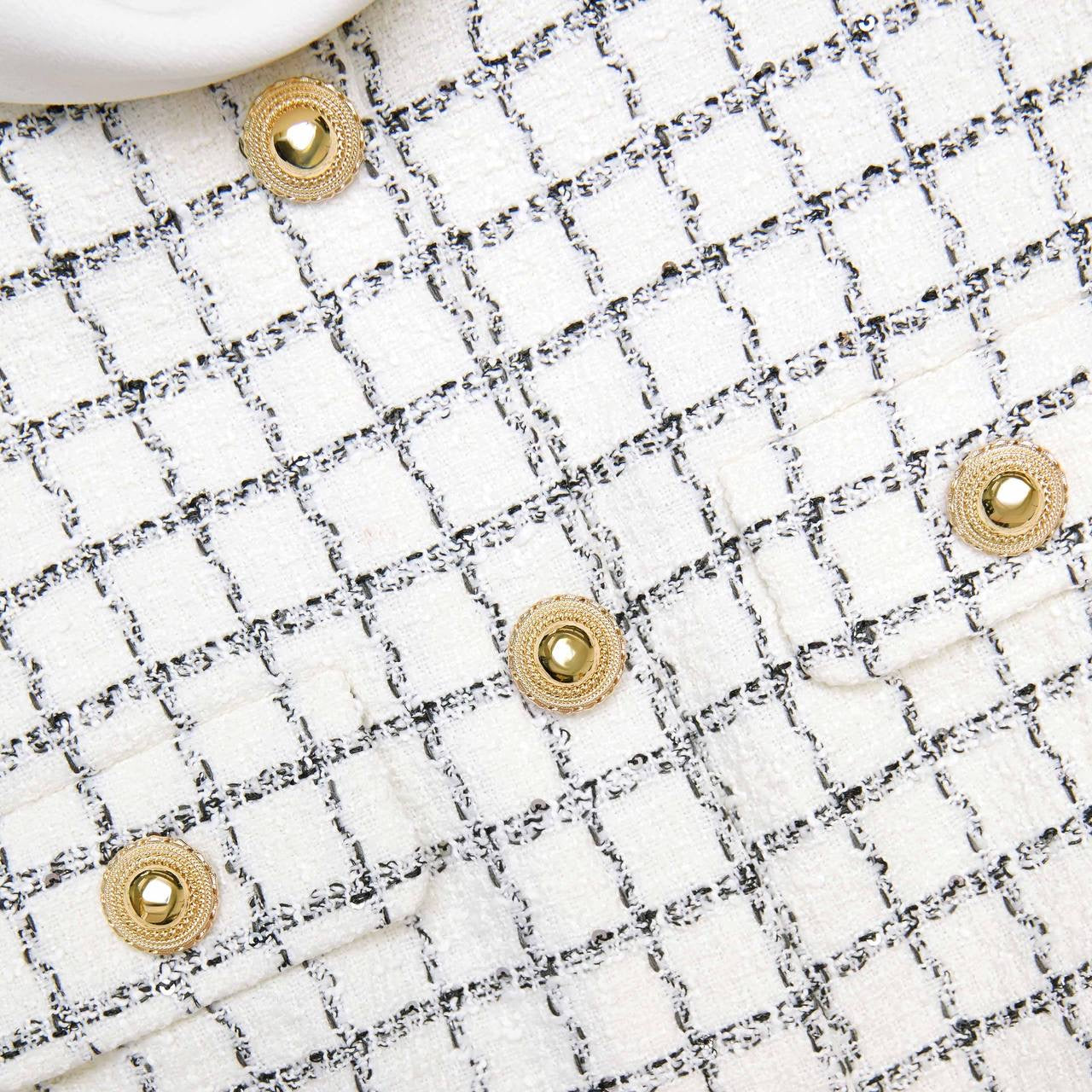 SP White Check Sequin Boucle Mini Dress