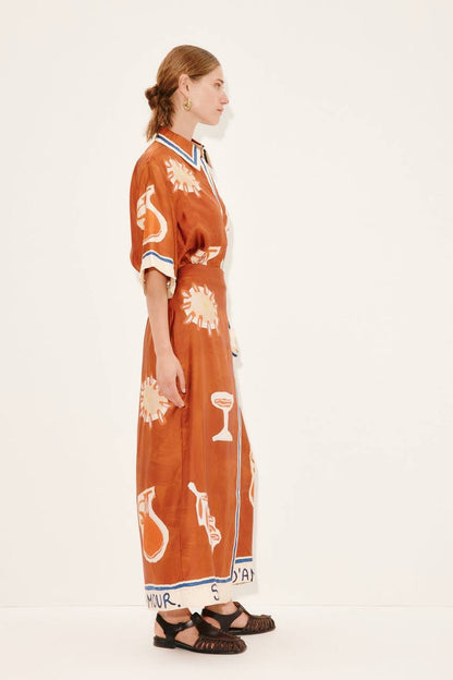 ALM Soleil D'Amour Printed Silk-Twill Shirt | Pant | Skirt | Set