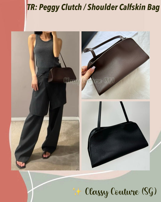 TR Peggy Clutch / Shoulder Bag in Polished Saddle Calfskin Leather