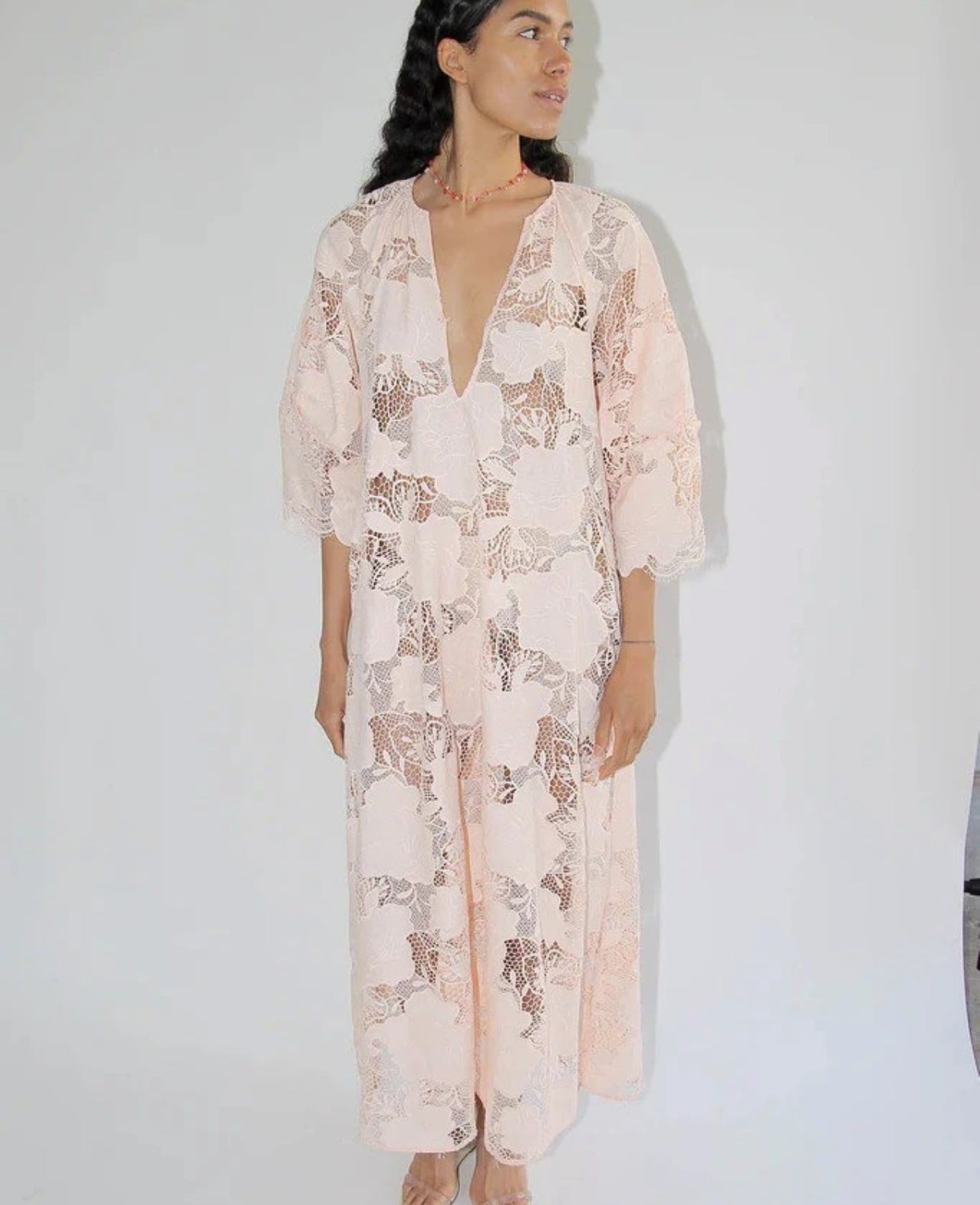 ML Maeve Cotton-blend Sheer Lace Maxi Dress