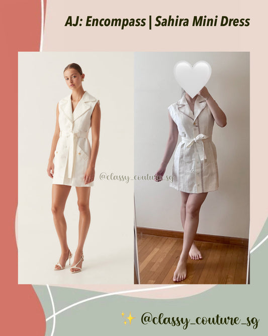 AJ Encompass | Sahira Barbstitch Linen Rayon Utility Mini Dress in Ivory