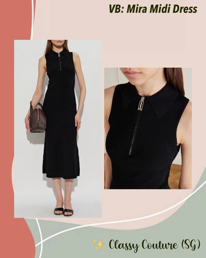 2 Colors! VB Mira Quarter-zip Stretch-viscose Midi Dress in Black & White