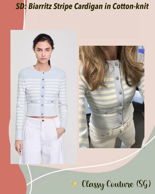 SD Biarritz Blue Stripe Cotton-knit Cardigan