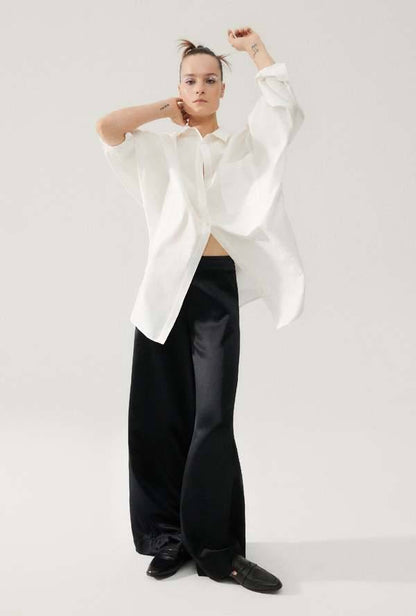 10 COLOURS! Unisex SL Cotton Silk Round Oversized Shirt